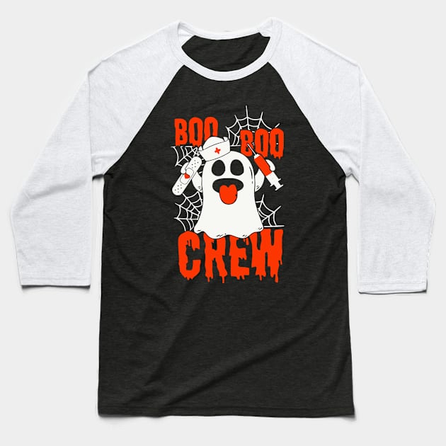 Boo Boo Crew Nurse Ghost Funny Halloween Baseball T-Shirt by LEMOUS TEES